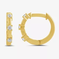 Womens Diamond Accent Lab Grown White Diamond Accent 10K Gold 10.4mm Hoop Earrings
