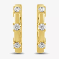 Womens Diamond Accent Lab Grown White Diamond Accent 10K Gold 10.4mm Hoop Earrings