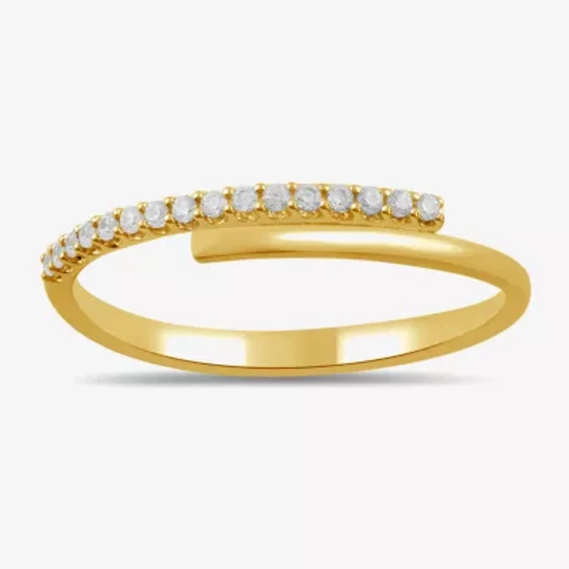 Womens 1/10 CT. T.W. Lab Grown White Diamond 10K Gold Delicate Band