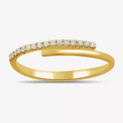 Womens 1/10 CT. T.W. Lab Grown White Diamond 10K Gold Delicate Band