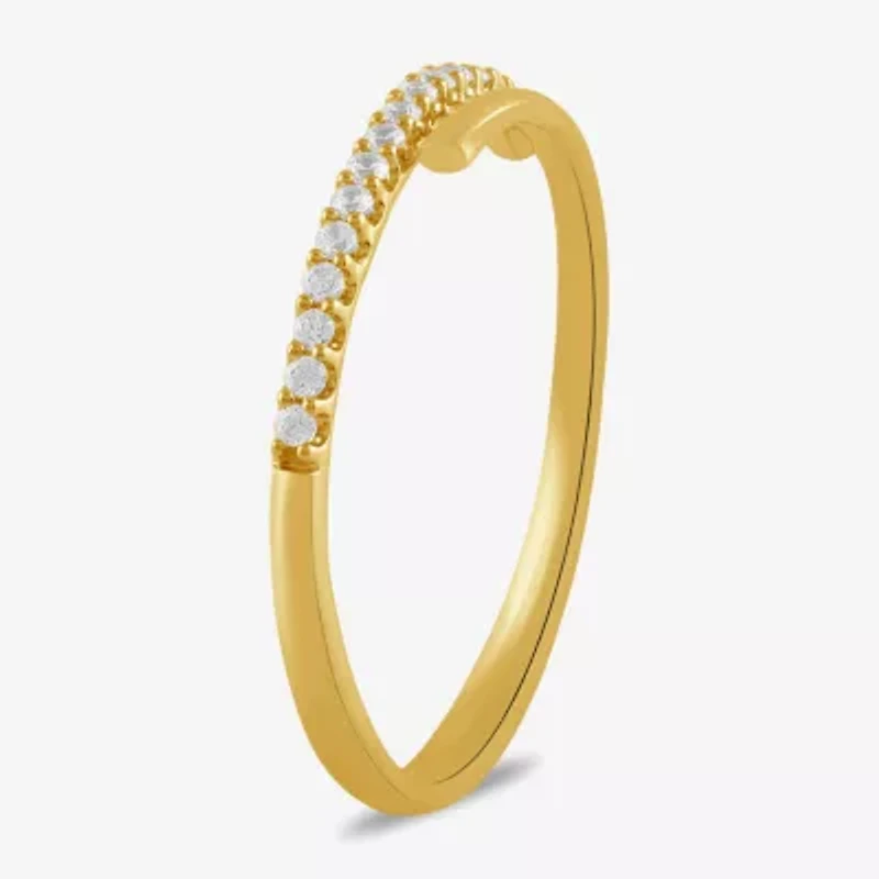 Womens 1/10 CT. T.W. Lab Grown White Diamond 10K Gold Delicate Band