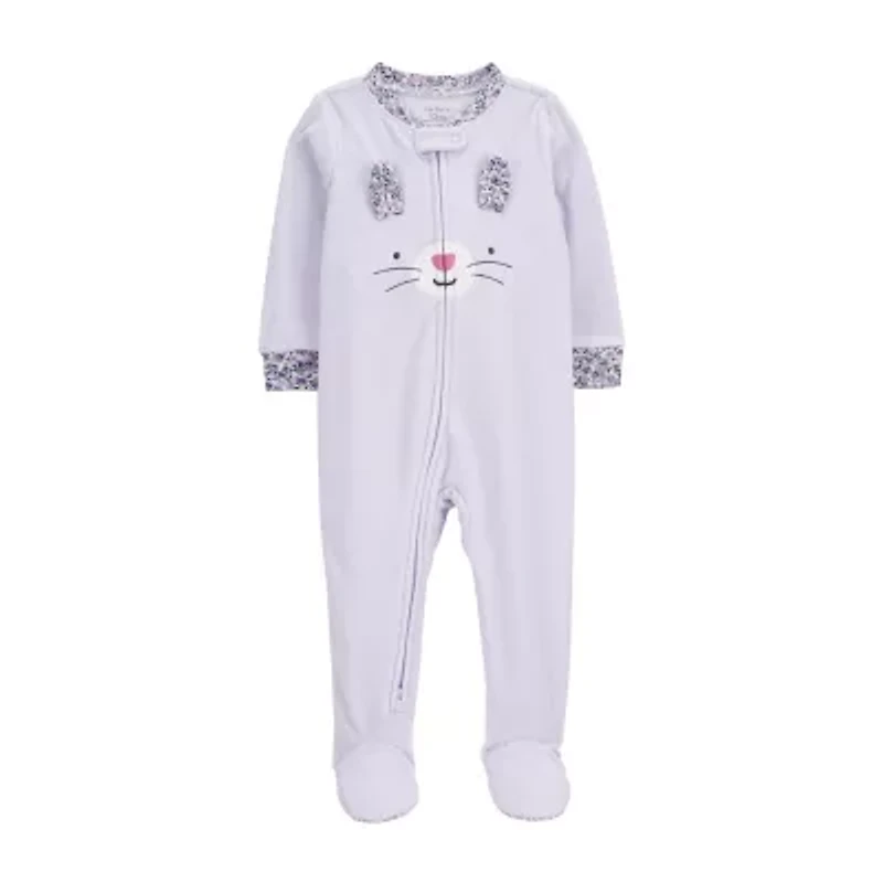 Carter's Baby Girls Footed Fleece Crew Neck Long Sleeve One Piece Pajama
