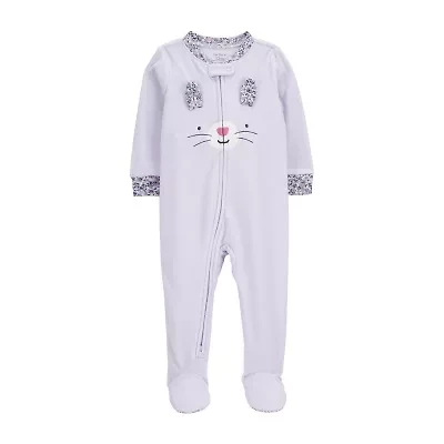 Carter's Baby Girls Footed Fleece Crew Neck Long Sleeve One Piece Pajama