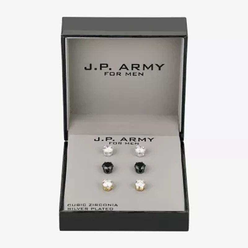 J.P. Army Mens Cubic Zirconia 3 Pair Earring Set
