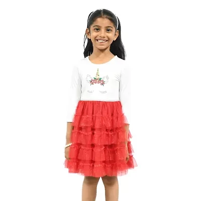 Lilt Little Girls 3/4 Sleeve Fitted Sleeve Tutu Dress