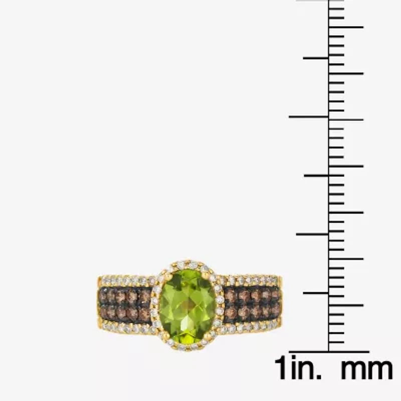 Le Vian® Ring featuring 1 1/6 cts. Green Apple Peridot™, 1/3 cts. Chocolate Diamonds®, 1/4 cts. Nude Diamonds™ set in 14K Honey Gold™