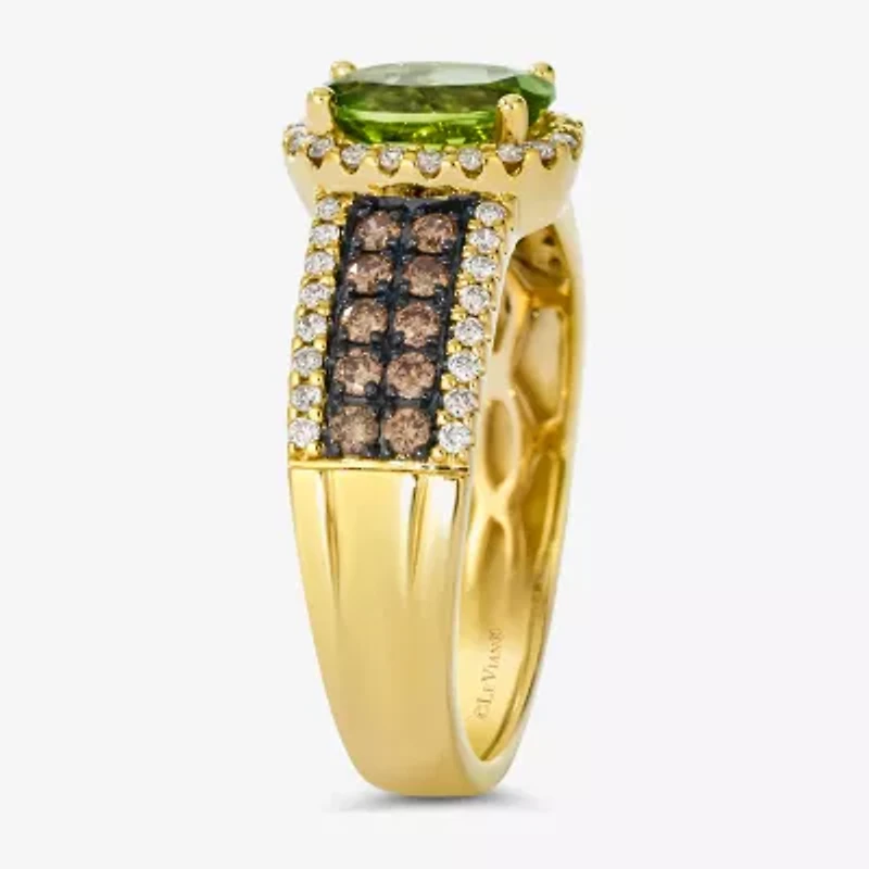 Le Vian® Ring featuring 1 1/6 cts. Green Apple Peridot™, 1/3 cts. Chocolate Diamonds®, 1/4 cts. Nude Diamonds™ set in 14K Honey Gold™