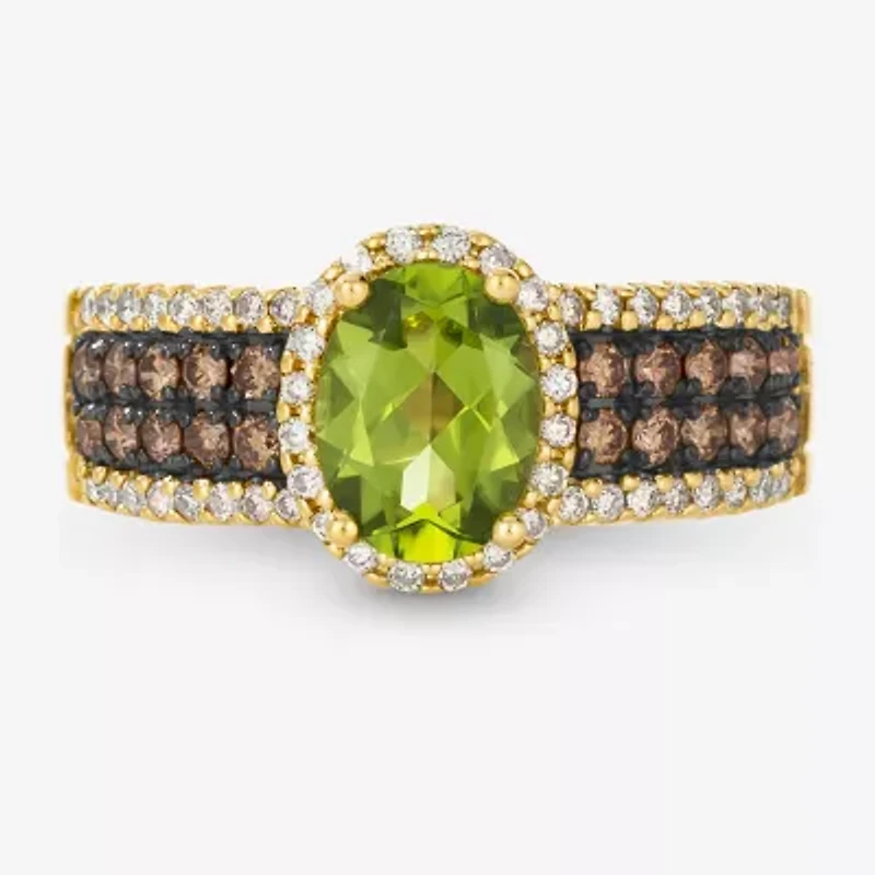 Le Vian® Ring featuring 1 1/6 cts. Green Apple Peridot™, 1/3 cts. Chocolate Diamonds®, 1/4 cts. Nude Diamonds™ set in 14K Honey Gold™