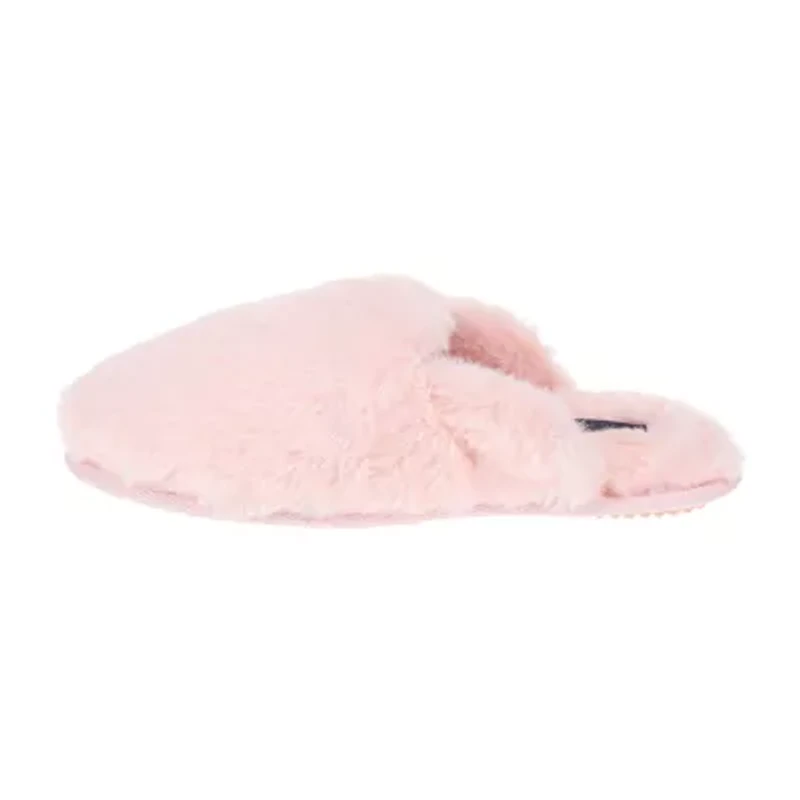 Rachel Roy Lucy Plush Notched Collar Scuff Womens Memory Foam Slip-On Slippers