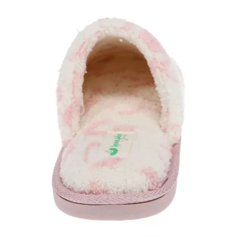 HONEYDEW Plush Heart Scuff Womens Memory Foam Slip-On Slippers