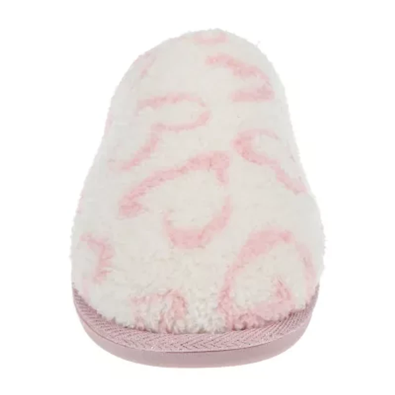 HONEYDEW Plush Heart Scuff Womens Memory Foam Slip-On Slippers