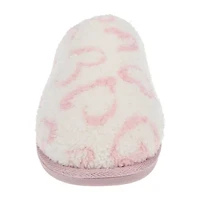 HONEYDEW Plush Heart Scuff Womens Memory Foam Slip-On Slippers