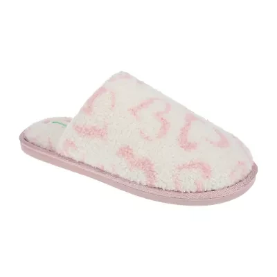 HONEYDEW Plush Heart Scuff Womens Memory Foam Slip-On Slippers