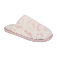 HONEYDEW Plush Heart Scuff Womens Memory Foam Slip-On Slippers