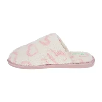 HONEYDEW Plush Heart Scuff Womens Memory Foam Slip-On Slippers