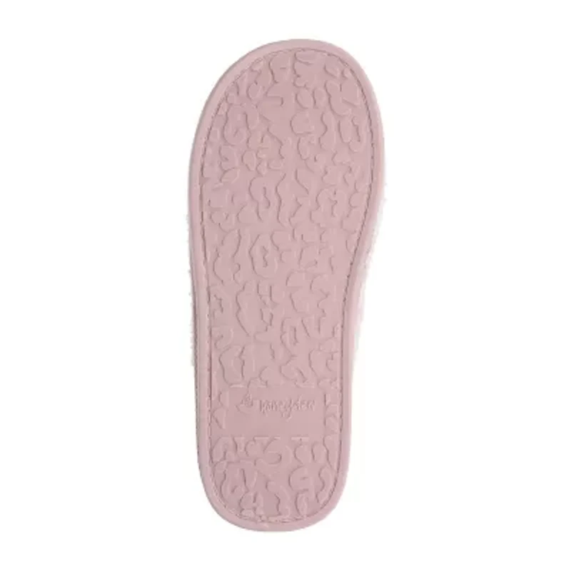 HONEYDEW Plush Heart Scuff Womens Memory Foam Slip-On Slippers