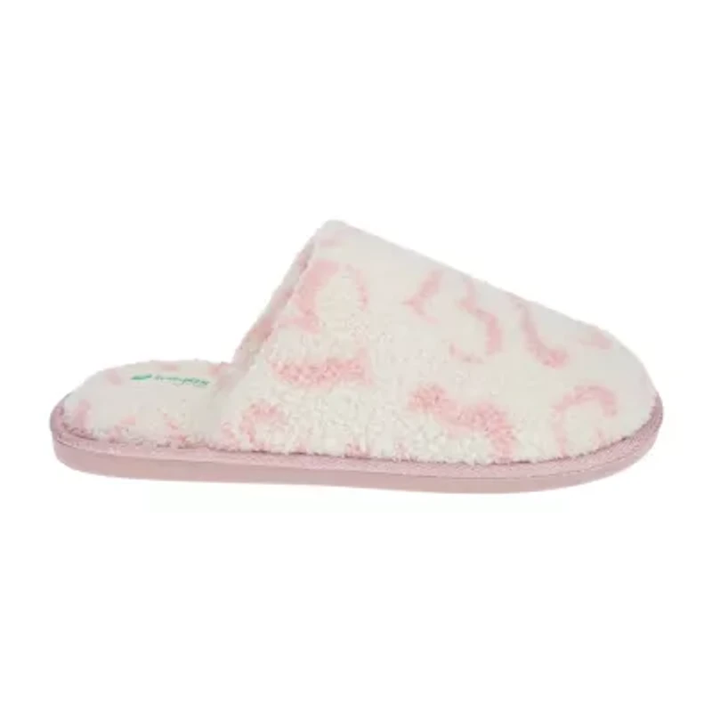 HONEYDEW Plush Heart Scuff Womens Memory Foam Slip-On Slippers