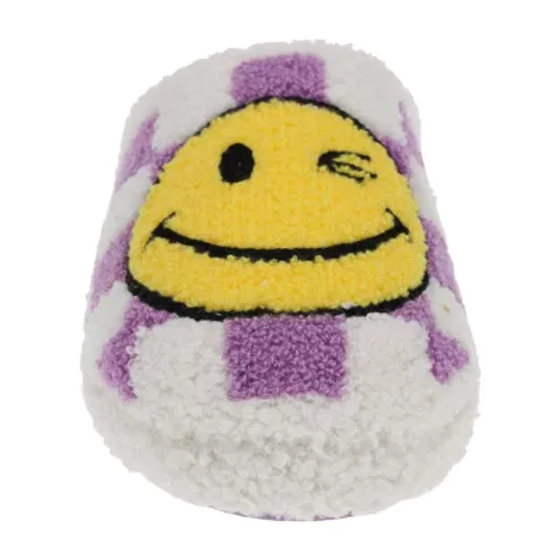 Joe Boxer Sherpa With Happy Face Womens Memory Foam Clog Slippers