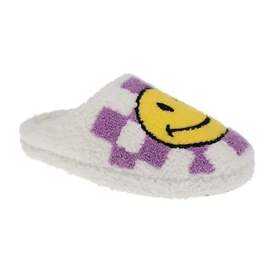 Joe Boxer Sherpa With Happy Face Womens Memory Foam Clog Slippers
