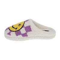 Joe Boxer Sherpa With Happy Face Womens Memory Foam Clog Slippers