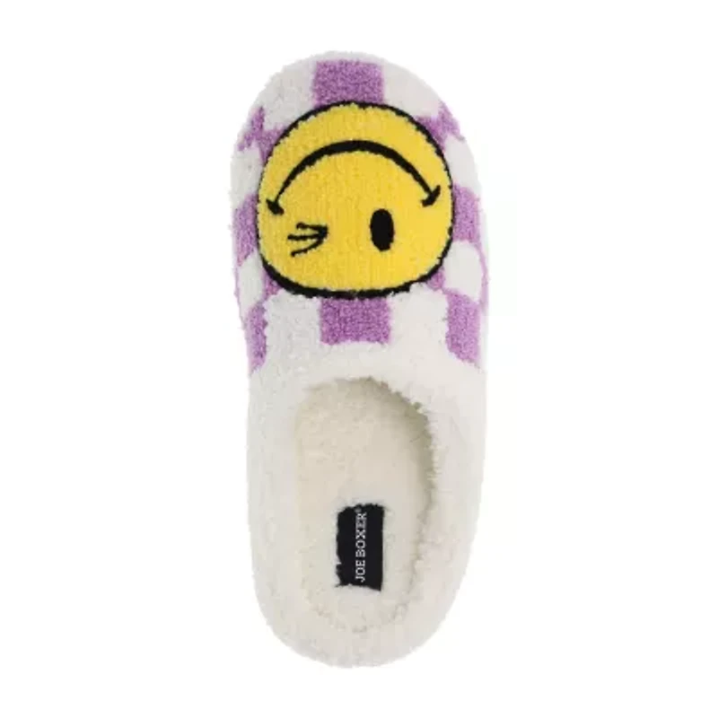 Joe Boxer Sherpa With Happy Face Womens Memory Foam Clog Slippers