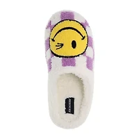 Joe Boxer Sherpa With Happy Face Womens Memory Foam Clog Slippers