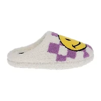 Joe Boxer Sherpa With Happy Face Womens Memory Foam Clog Slippers