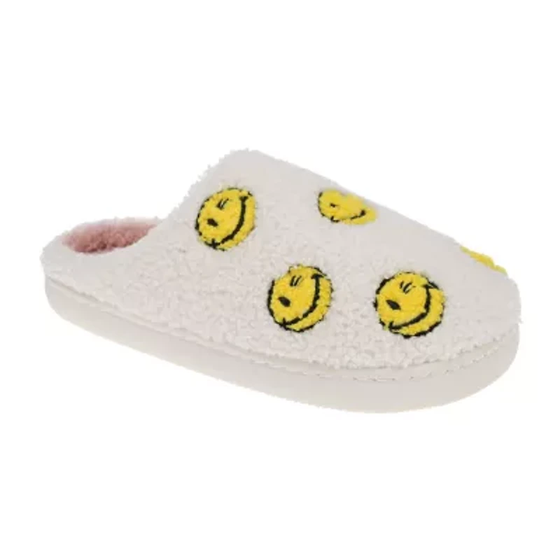 Joe Boxer Sherpa With Multi Happy Face Womens Memory Foam Clog Slippers