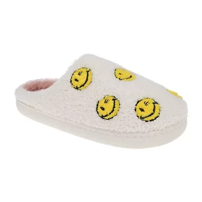 Joe Boxer Sherpa With Multi Happy Face Womens Memory Foam Clog Slippers