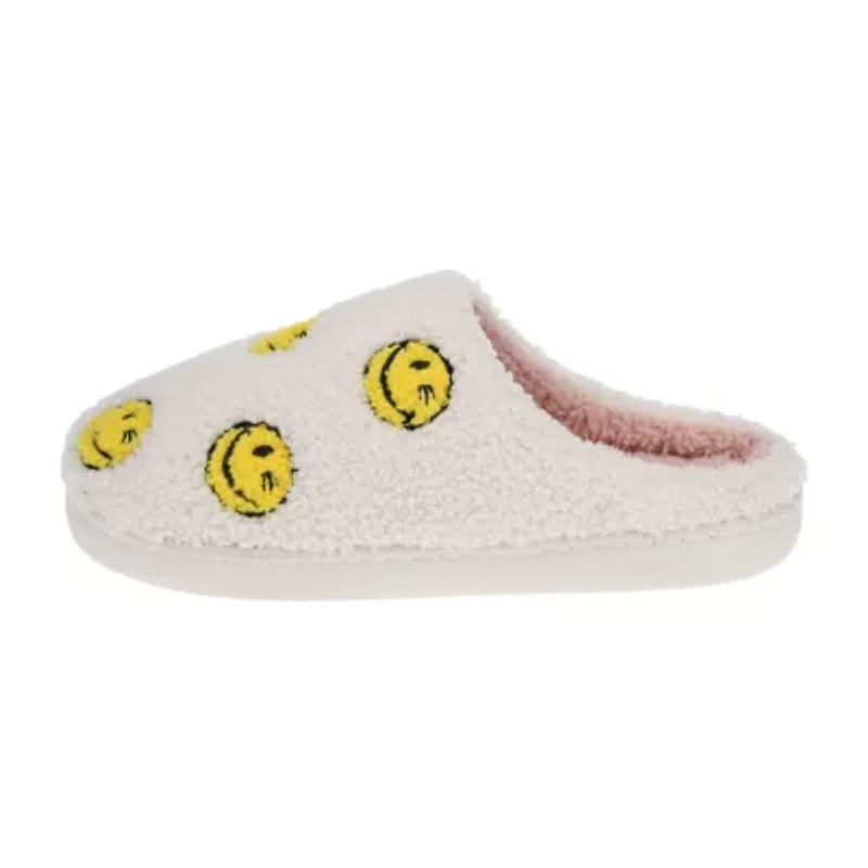 Joe Boxer Sherpa With Multi Happy Face Womens Memory Foam Clog Slippers