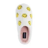 Joe Boxer Sherpa With Multi Happy Face Womens Memory Foam Clog Slippers