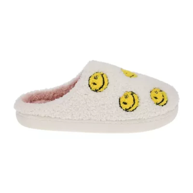 Joe Boxer Sherpa With Multi Happy Face Womens Memory Foam Clog Slippers