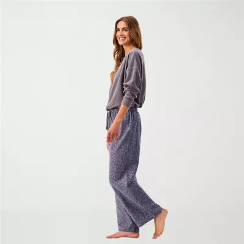 Martha Stewart Womens Waffle Henley Neck Long Sleeve 2-pc. Average Figure Pajama Top