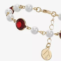 Liz Claiborne Gold Tone Beaded Womens Simulated Pearl Round Strand Bracelet