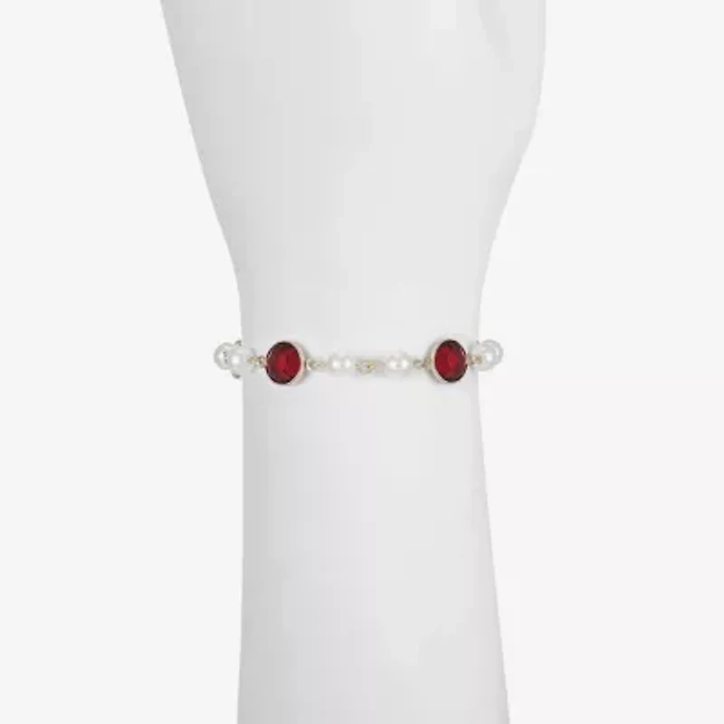 Liz Claiborne Gold Tone Beaded Womens Simulated Pearl Round Strand Bracelet