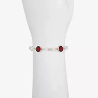 Liz Claiborne Gold Tone Beaded Womens Simulated Pearl Round Strand Bracelet