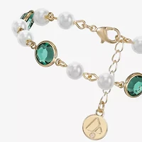 Liz Claiborne Gold Tone Beaded Womens Simulated Pearl Round Strand Bracelet