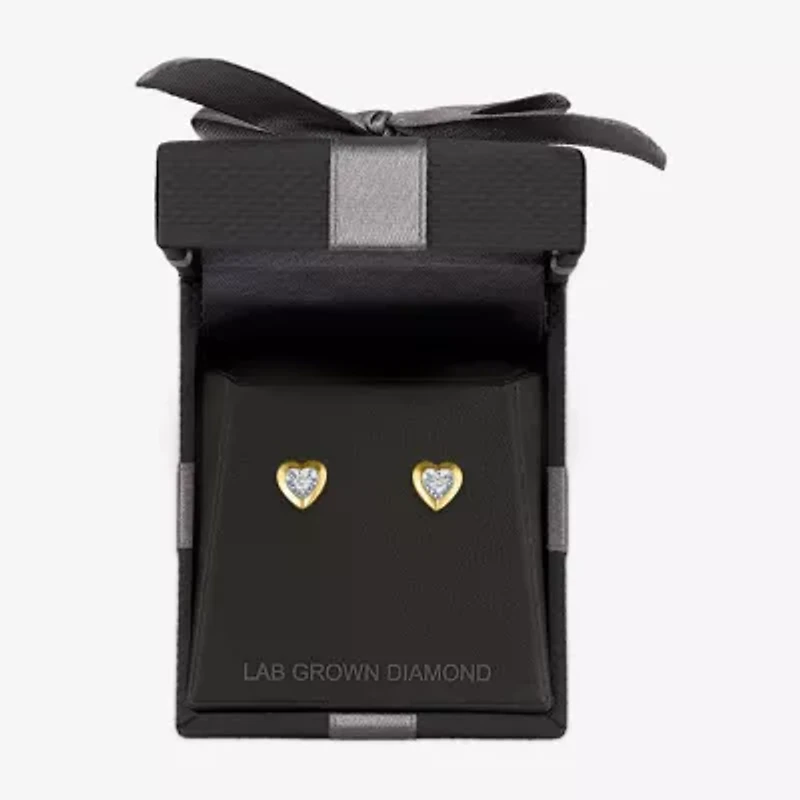 (G-H / I1-I2) 1/10 CT. T.W. Lab Grown White Diamond 14K Gold Over Silver 7.5mm Heart Stud Earrings