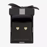 (G-H / I1-I2) 1/10 CT. T.W. Lab Grown White Diamond 14K Gold Over Silver 7.5mm Heart Stud Earrings