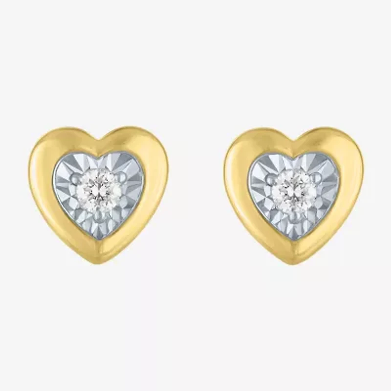 (G-H / I1-I2) 1/10 CT. T.W. Lab Grown White Diamond 14K Gold Over Silver 7.5mm Heart Stud Earrings
