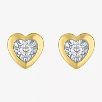 (G-H / I1-I2) 1/10 CT. T.W. Lab Grown White Diamond 14K Gold Over Silver 7.5mm Heart Stud Earrings