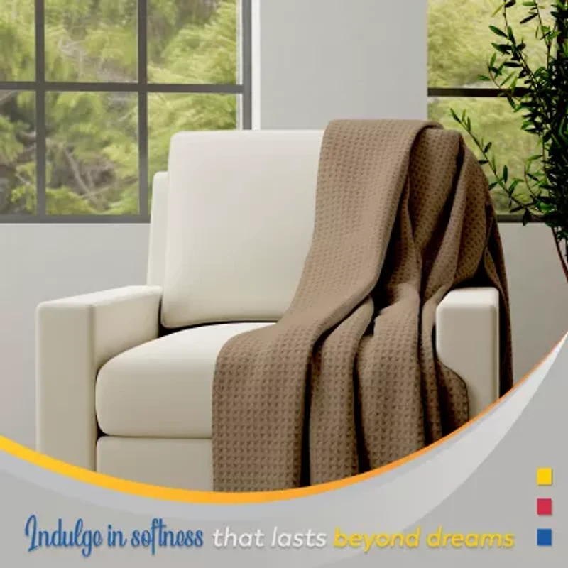 Color Sense 100% Cotton Waffle Blanket Set