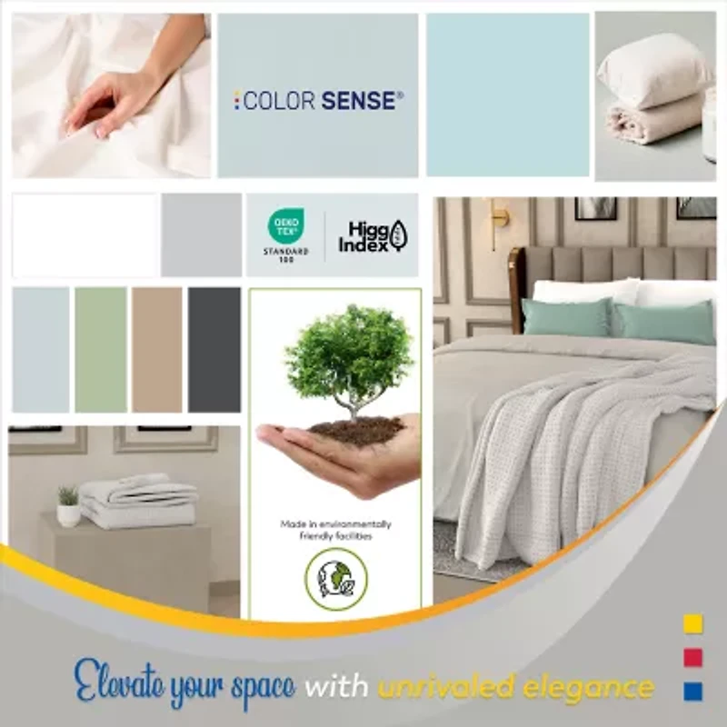 Color Sense 100% Cotton Waffle Blanket Set