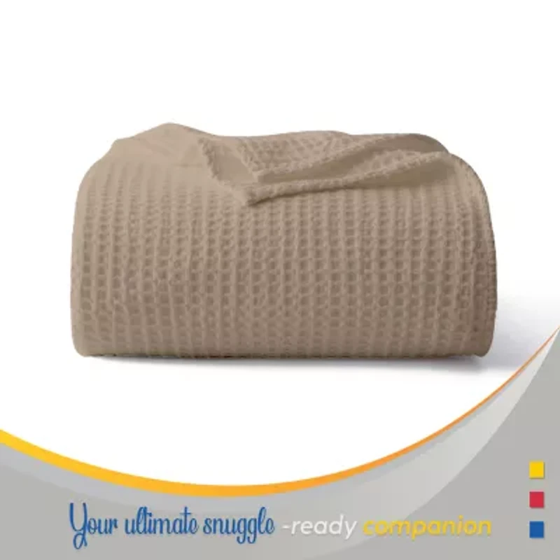 Color Sense 100% Cotton Waffle Blanket Set