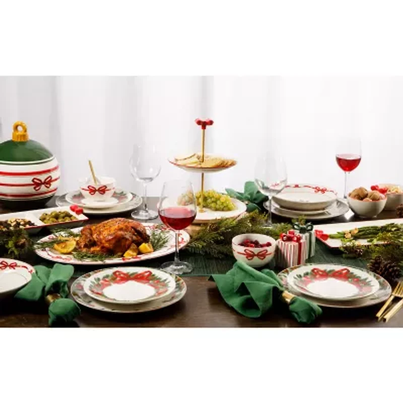 Martha Stewart Holiday Bow Wreath Oval Serving Platter