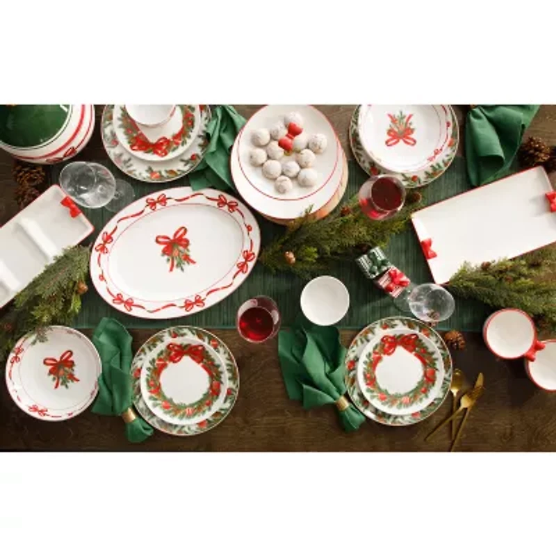 Martha Stewart Holiday Bow Wreath Oval Serving Platter