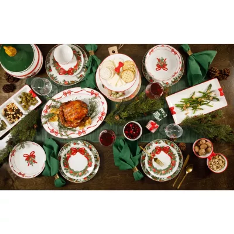 Martha Stewart Holiday Bow Wreath Oval Serving Platter