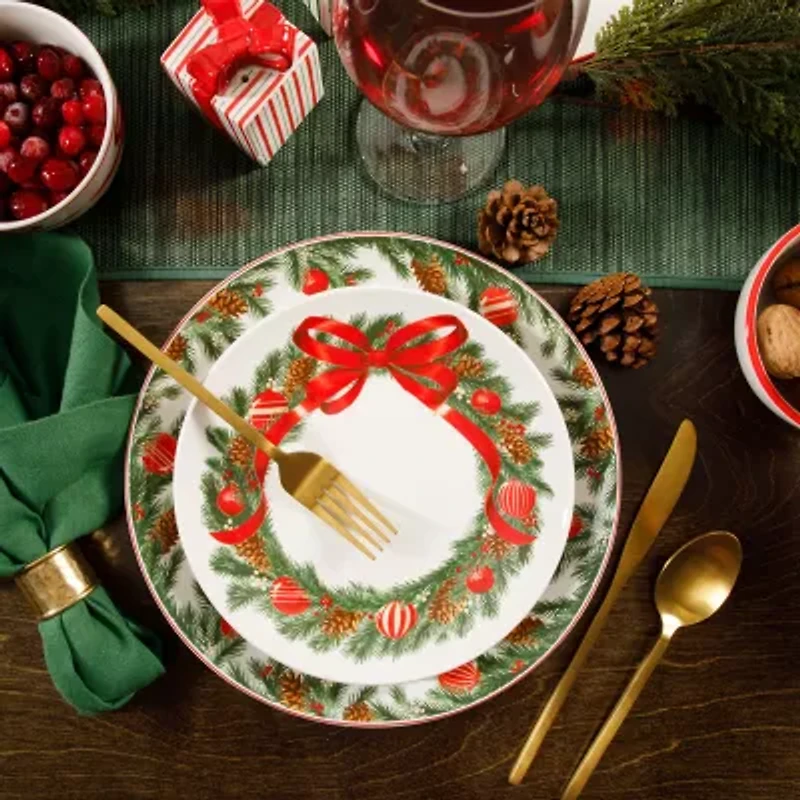 Martha Stewart Festive Bow 4-pc. Ceramic Dessert Plate