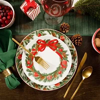 Martha Stewart Festive Bow 4-pc. Ceramic Dessert Plate