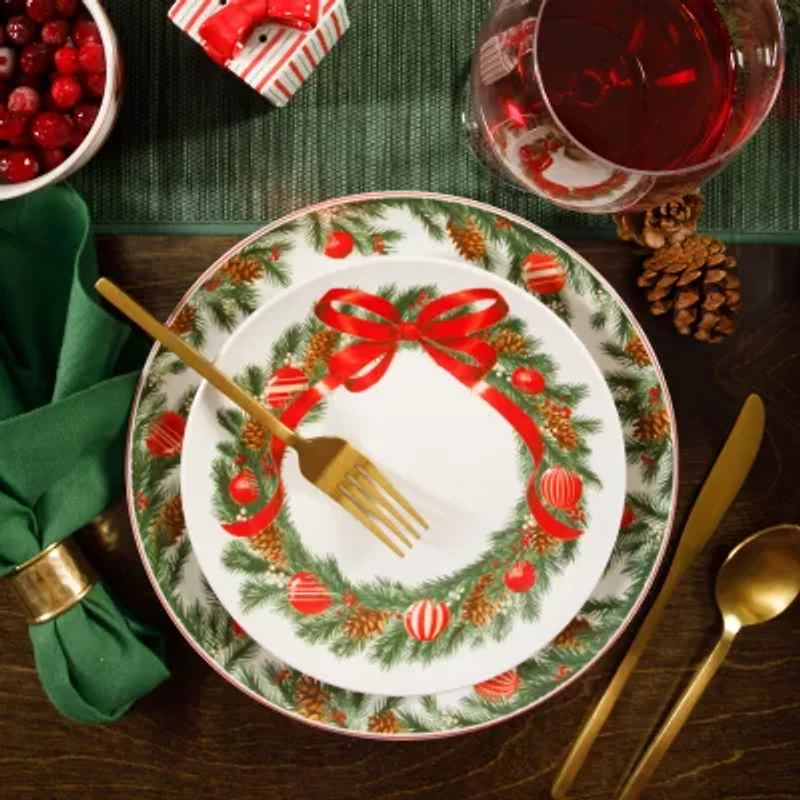 Martha Stewart Festive Bow 4-pc. Ceramic Dessert Plate